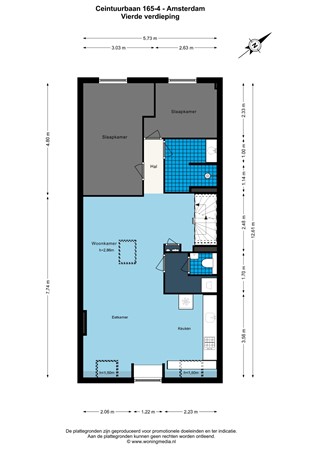 Floorplan - Ceintuurbaan 165-4v, 1073 EJ Amsterdam